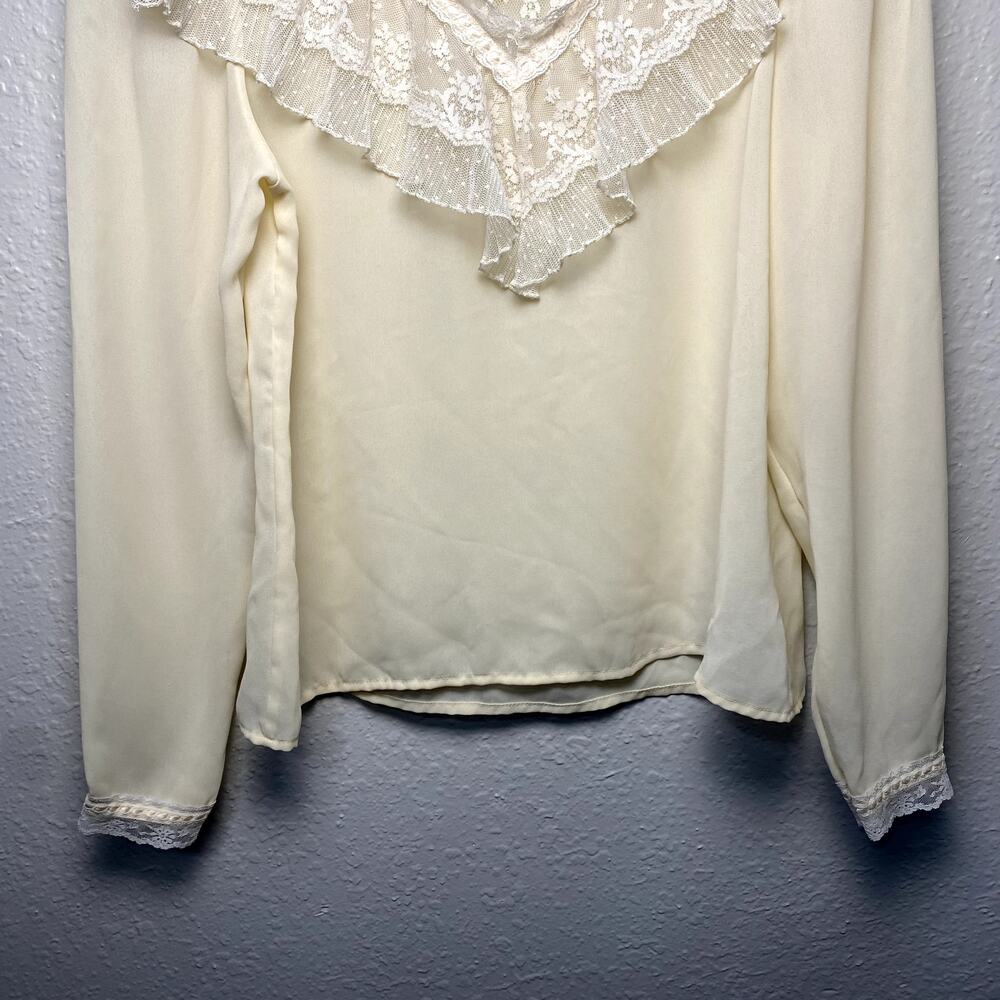 Vintage Notches White Lacy Victorian Collar Ruffle Prarie Cottage Blouse sz 7 - Picture 3 of 13